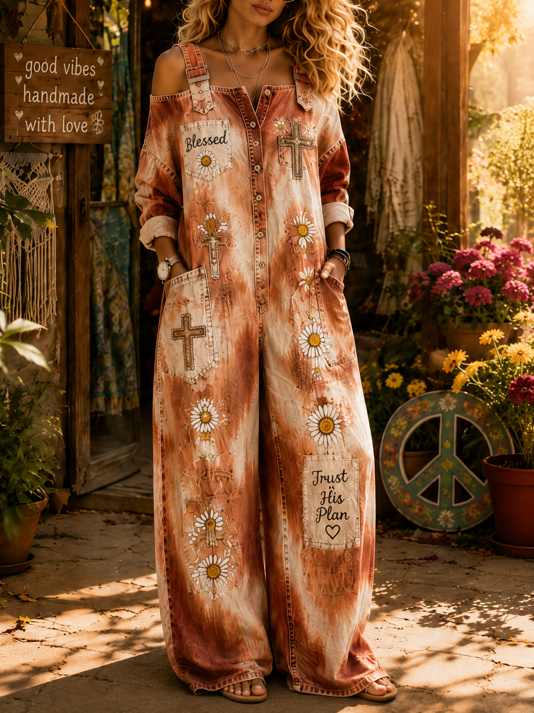 Women's Faith Art Print Off Shoulder Jumpsuit